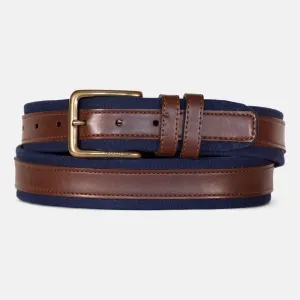 Nautica Men's Faux-Leather-Trimmed Belt Brown Stone Nautica
