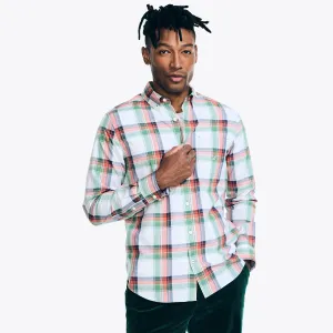 Nautica Men's Heathered Plaid Shirt Grey Heather Nautica
