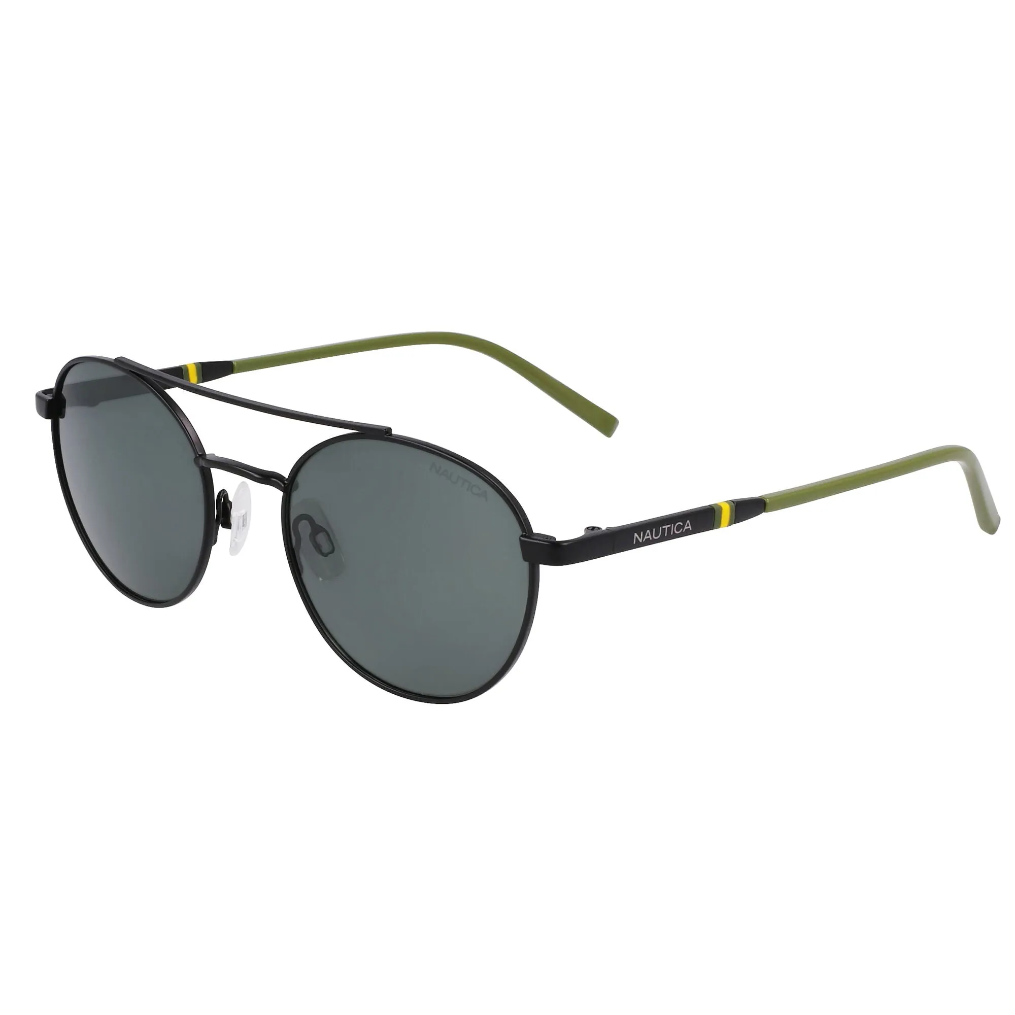 Nautica Men's Logo Round Sunglasses Black Nautica