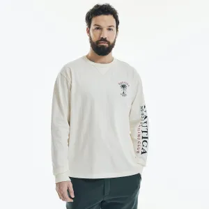 Nautica Men's Long-Sleeve Graphic T-Shirt White Cap Nautica