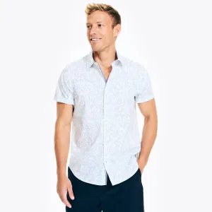 Nautica Men's Navtech Trim Fit Floral Print Short-Sleeve Shirt Bright White Nautica