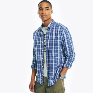 Nautica Men's Plaid Poplin Shirt Pure Adriatic Sea Wash Nautica