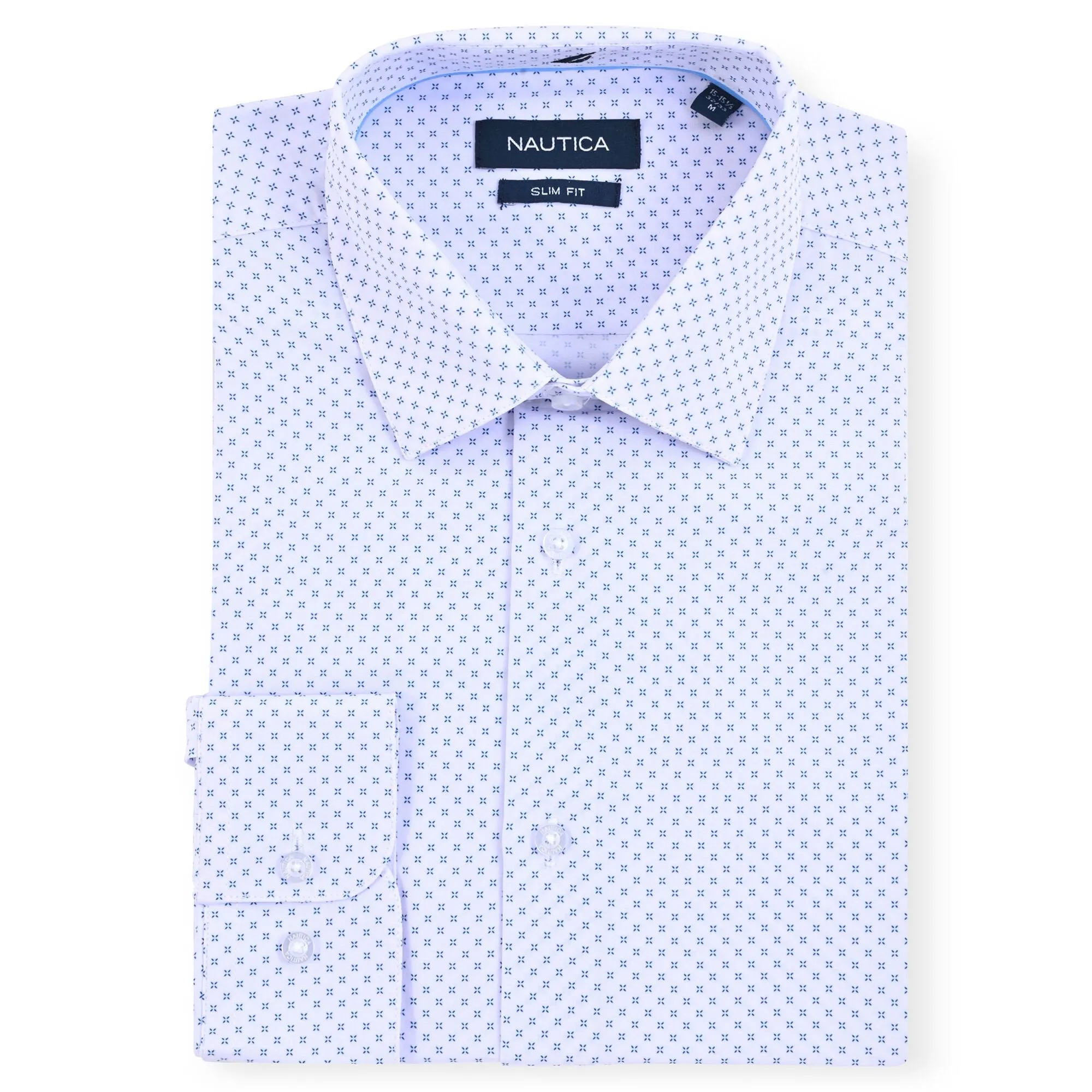 Nautica Men's Printed Wrinkle-Resistant Shirt Coastal Tan Nautica