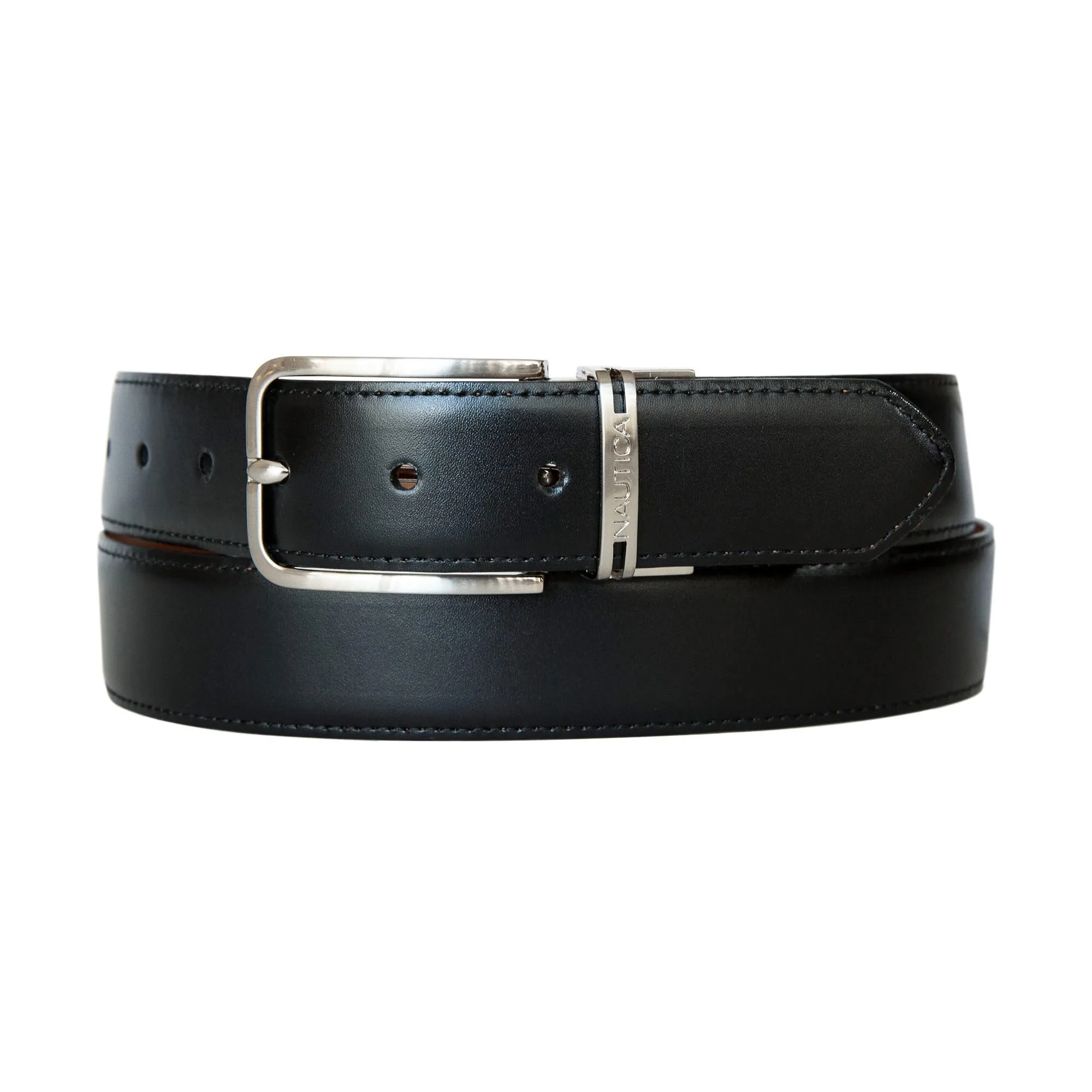 Nautica Men's Reversible Leather Dress Belt Light Grey Nautica