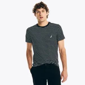Nautica Men's Striped Crewneck T-Shirt True Black Nautica