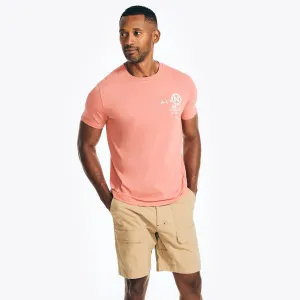 Nautica Men's Sustainably Crafted Beach Life Graphic T-Shirt Dreamy Coral Nautica