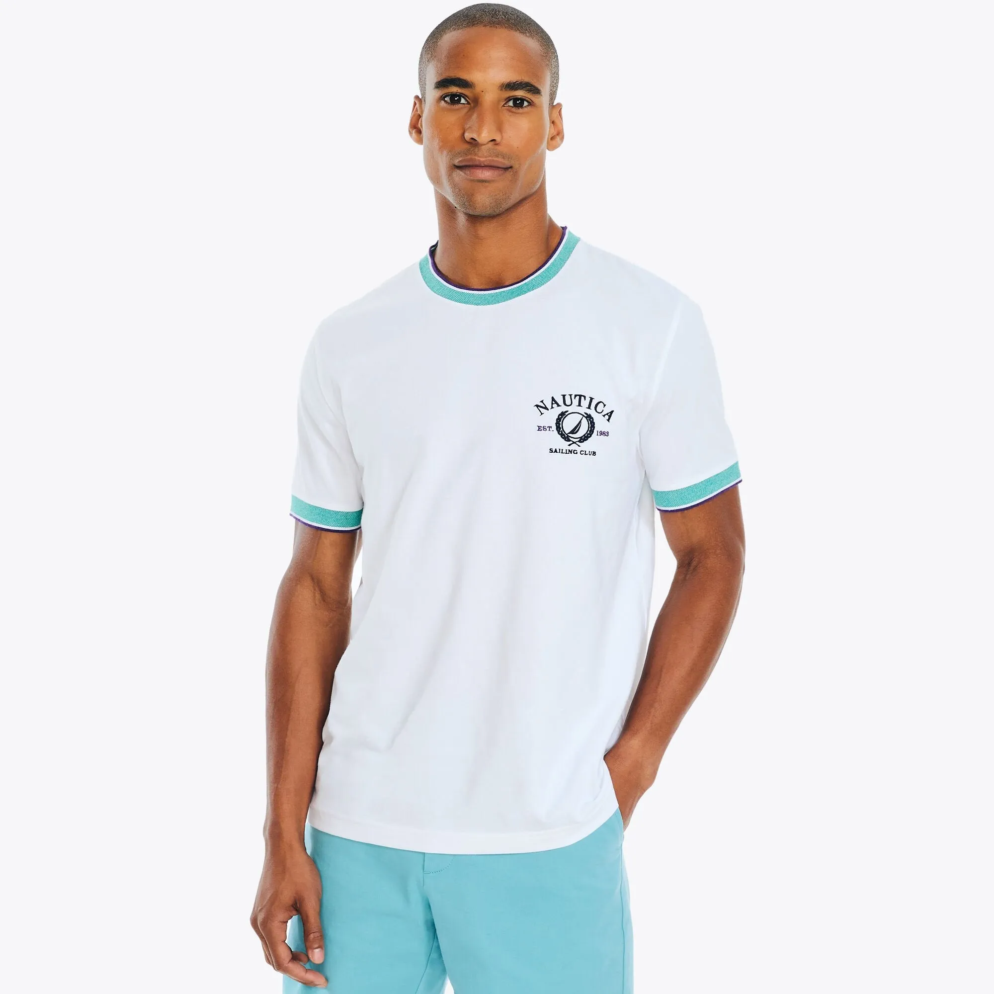 Nautica Men's Sustainably Crafted Crewneck T-Shirt Bright White Nautica