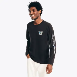 Nautica Men's Sustainably Crafted Graphic Long-Sleeve T-Shirt True Black Nautica