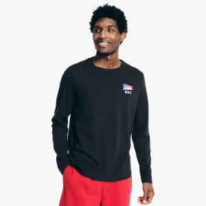 Nautica Men's Sustainably Crafted Long-Sleeve Graphic T-Shirt True Black Nautica