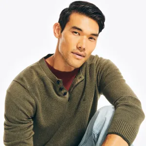 Nautica Men's Sustainably Crafted Long-Sleeve Henley Sweater Dark Hunter Nautica