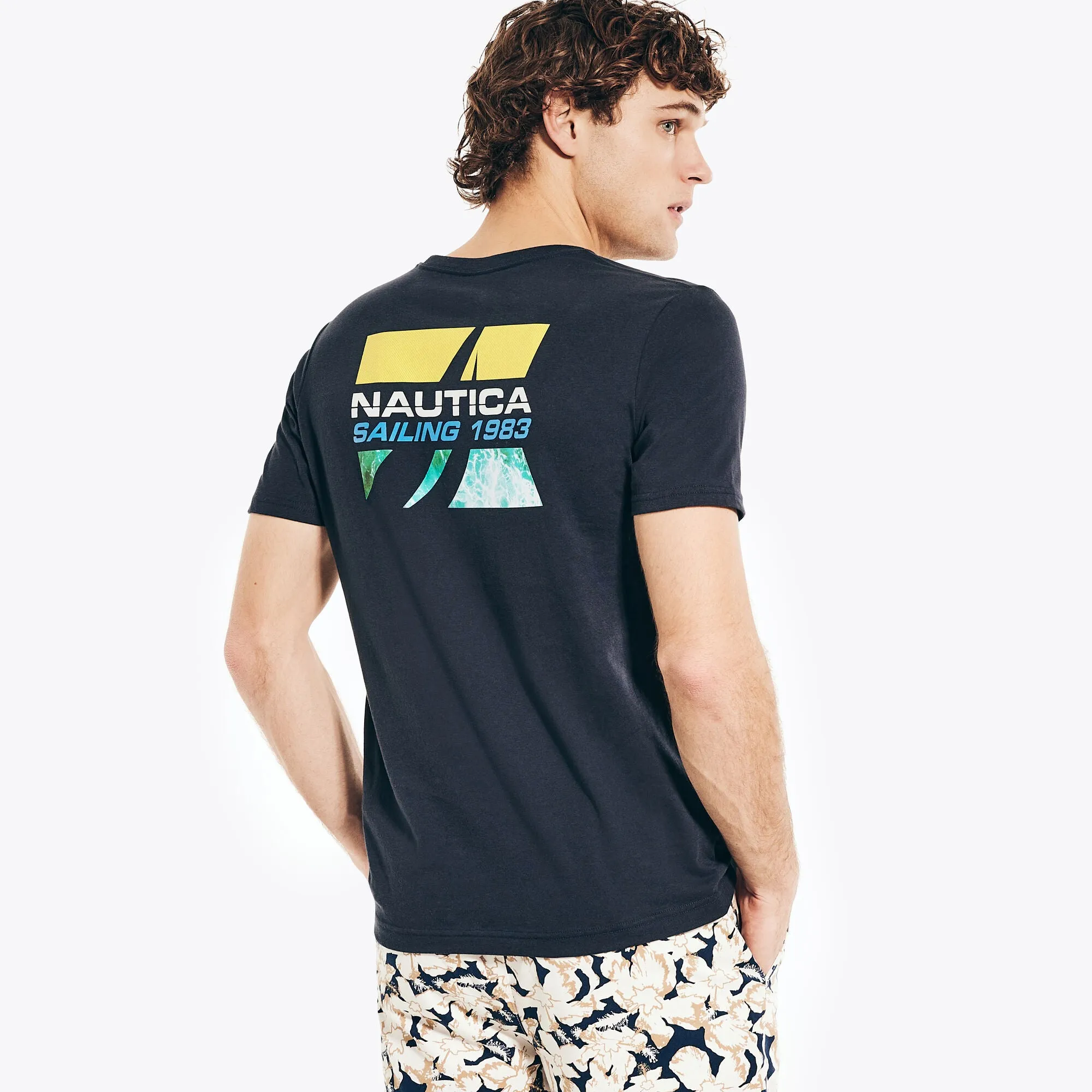 Nautica Men's Sustainably Crafted Sailing 1983 Graphic T-Shirt Navy Nautica
