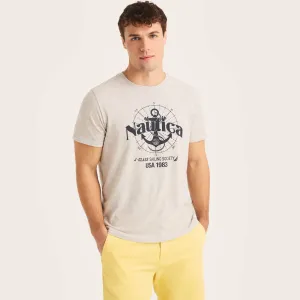 Nautica Men's Sustainably Crafted Sailing Society Graphic T-Shirt Grey Heather Nautica