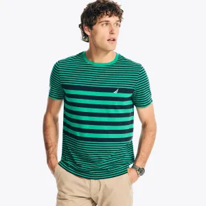 Nautica Men's Sustainably Crafted Striped Crewneck T-Shirt Dark Dill Nautica