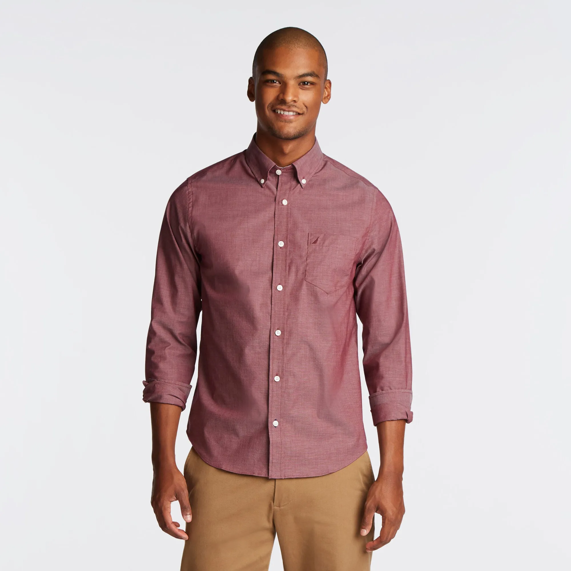 Nautica Mens Wrinkle-Resistant Wear To Work Poplin Shirt