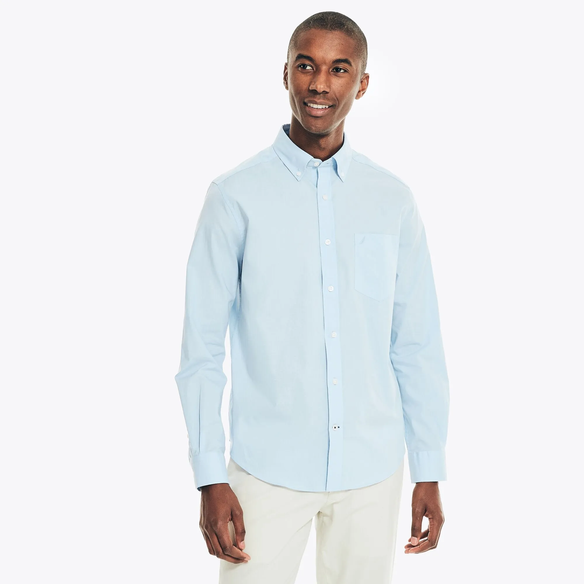 Nautica Men's Wrinkle-Resistant Wear To Work Shirt Azure Blue Nautica
