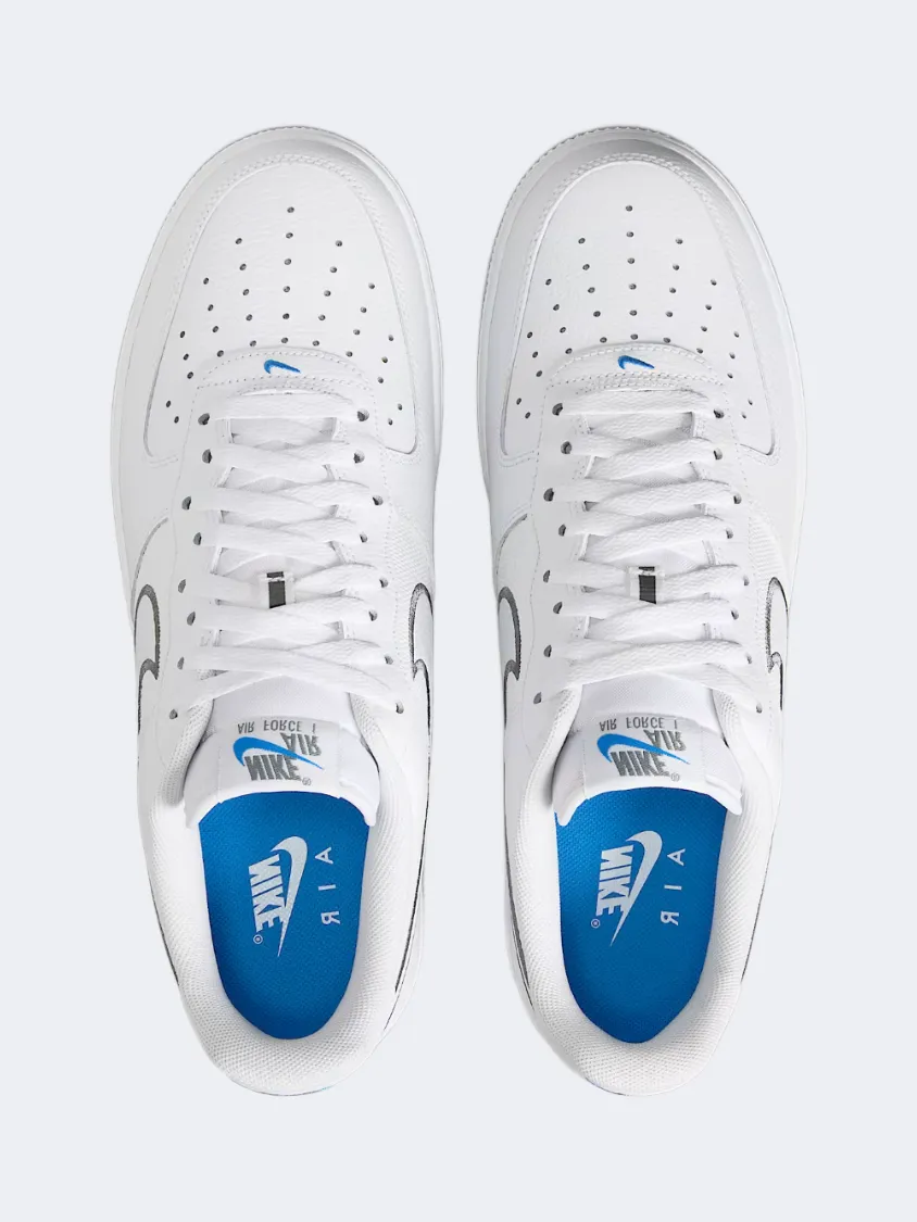 Nike Air Force 1 &#39;07 Men Lifestyle Shoes White/Grey/Blue Mens Urban Style Comfort Shoes