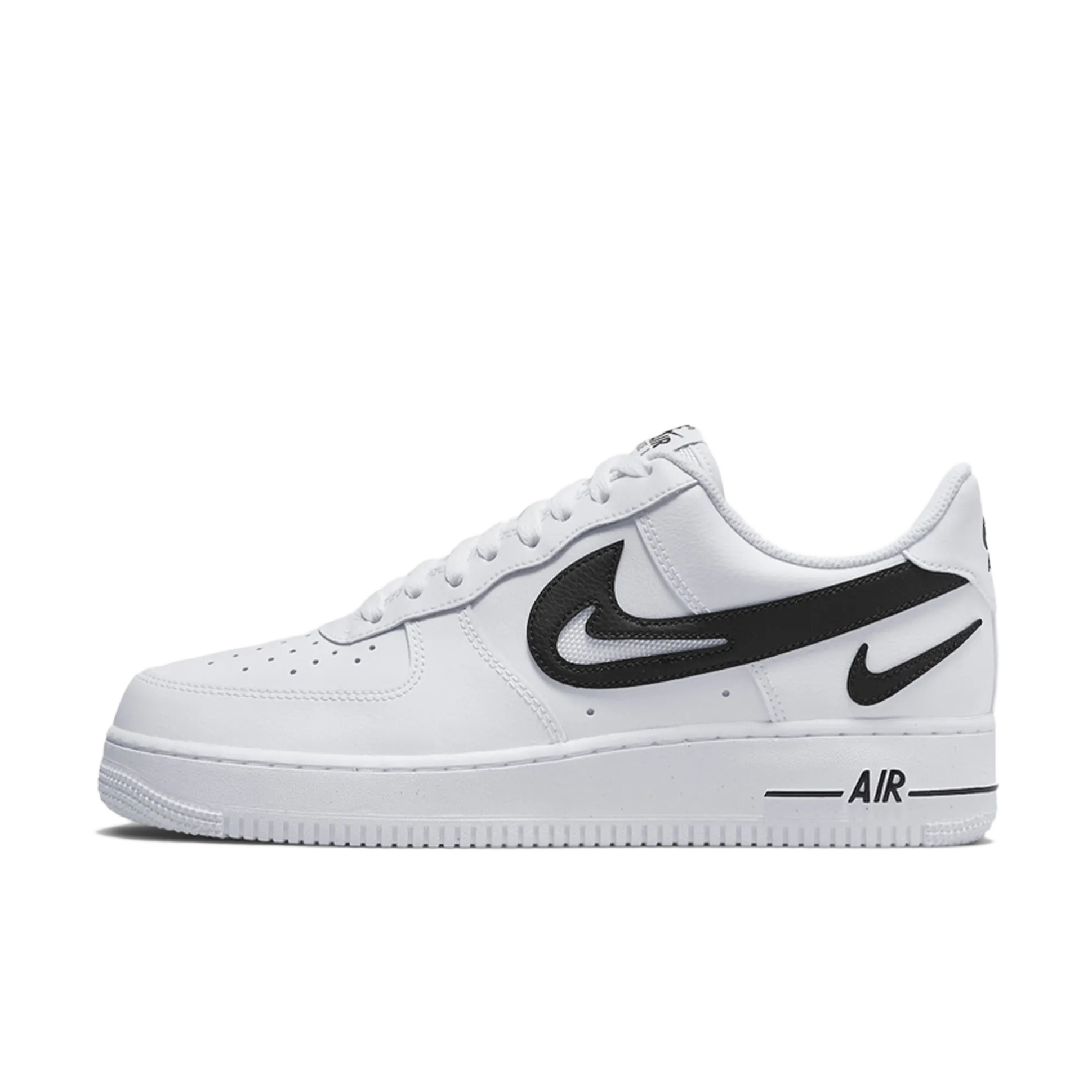 Nike Air Force 1 Low Cut Out Swoosh White Black (GS) Nike popular styles with traction soles