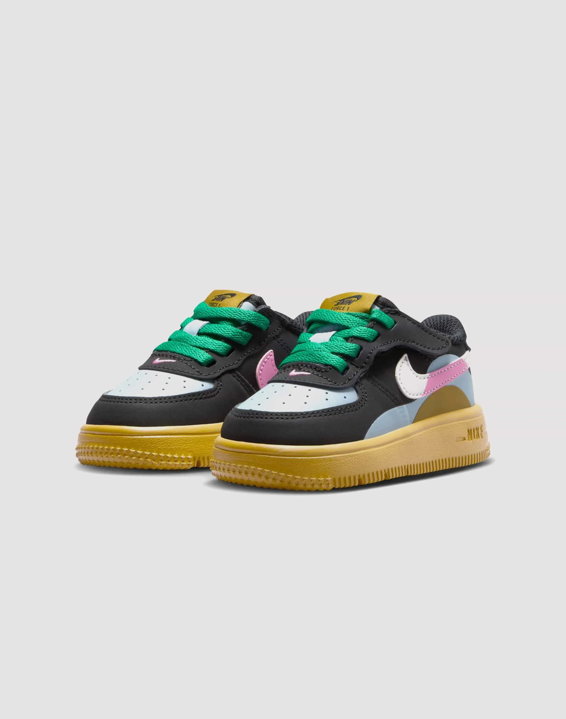 Nike Air Force 1 Low LV8 2 EasyOn Toddler Girls' Black/Summit White/Lt Armory Blue Speed Sneakers