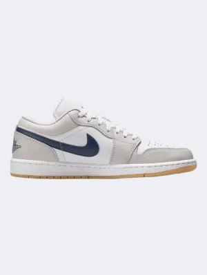 Nike Air Jordan 1 Low Men Lifestyle Shoes White/Navy/Grey Essential mens casual shoes for comfort