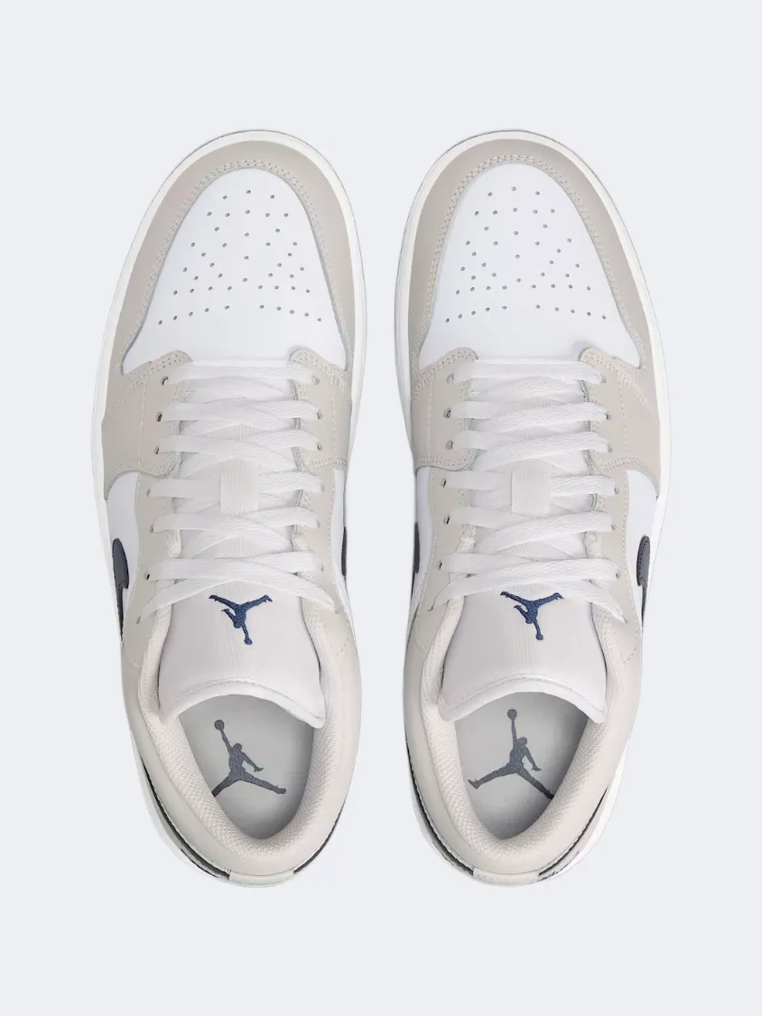Nike Air Jordan 1 Low Men Lifestyle Shoes White/Navy/Grey Mens Urban Style Comfort Shoes
