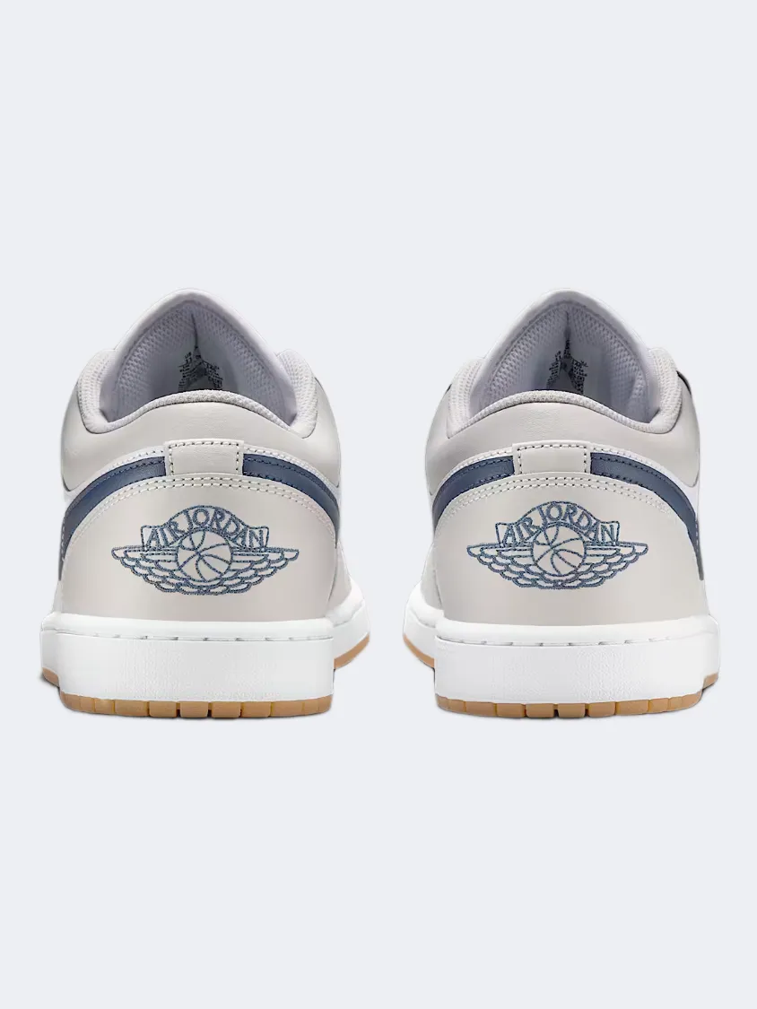 Nike Air Jordan 1 Low Men Lifestyle Shoes White/Navy/Grey Mens Urban Style Comfort Shoes