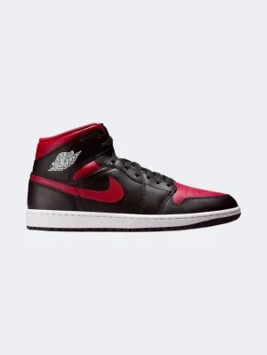 Nike Air Jordan 1 Men Lifestyle Sneakers Black/White/Red Essential mens casual shoes for comfort