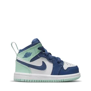 NIKE AIR JORDAN1 MID BLUE MINT TODDLER (NEW) Preschool sneakers for young kids
