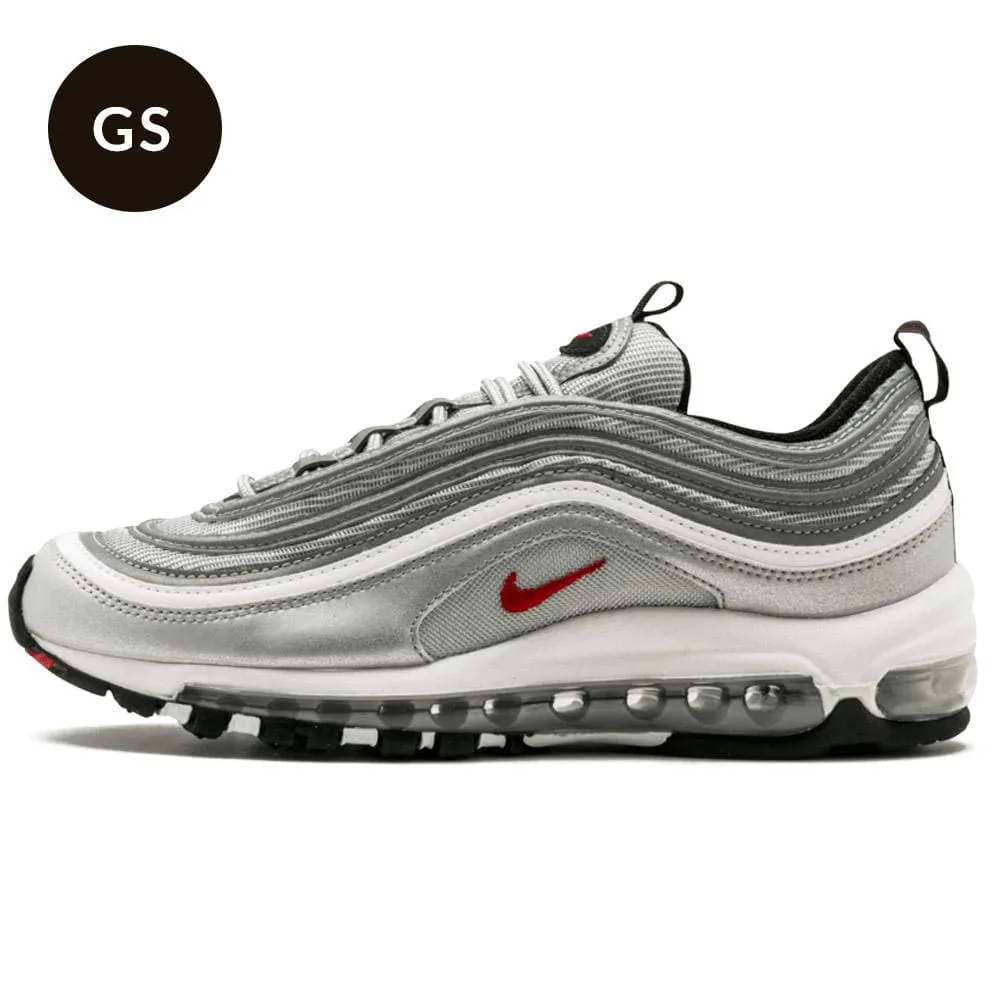 Nike Air Max 97 GS QS Silver Bullet Nike Air Max sneakers with air cushioning design