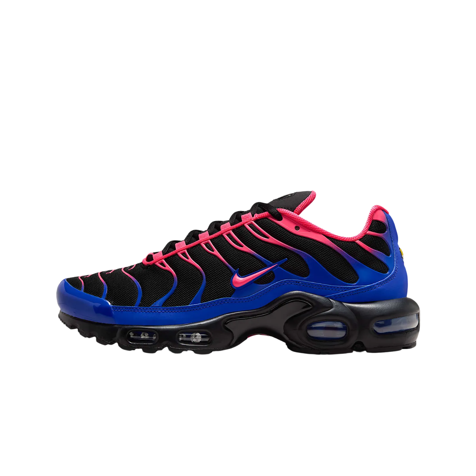 Nike Air Max Plus Black Racer Blue Hyper Pink (Women's) Nike cushioned shoes for casual wear