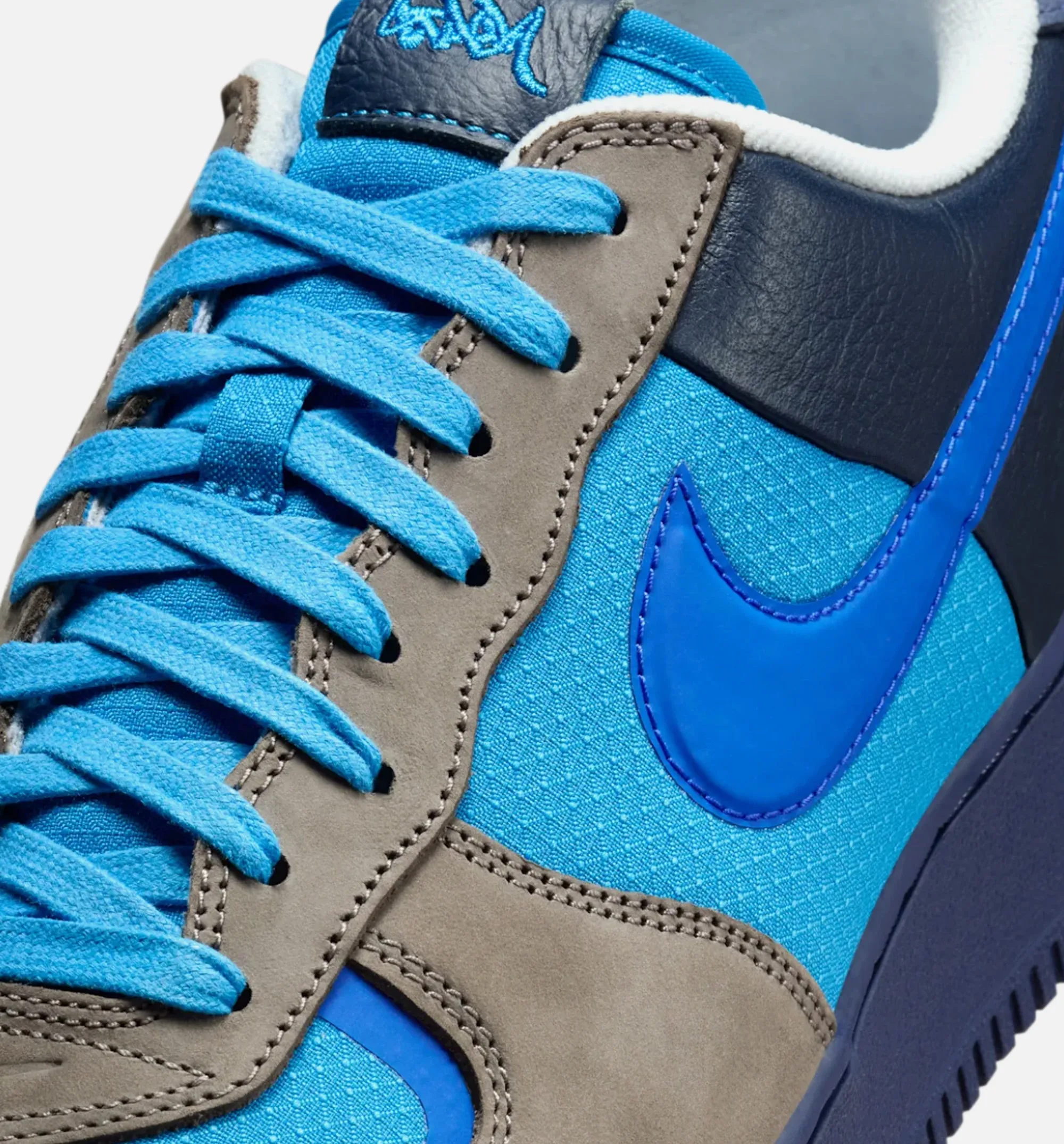 Nike Clothing Air Force 1 Low x Stash Soft Grey and Harbor Blue Mens Lifestyle Shoe - Soft Grey/Harbor Blue/Varsity Royal