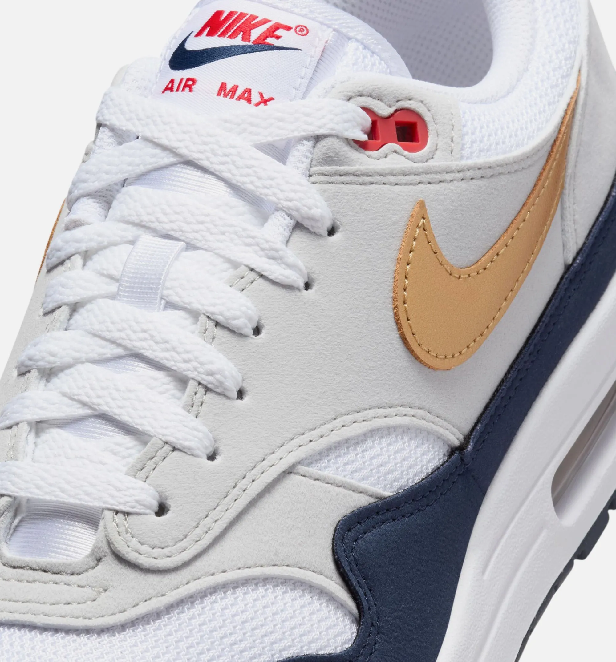 Nike Clothing Air Max 1 Olympic Mens Lifestyle Shoe - Obsidian/Metallic Gold