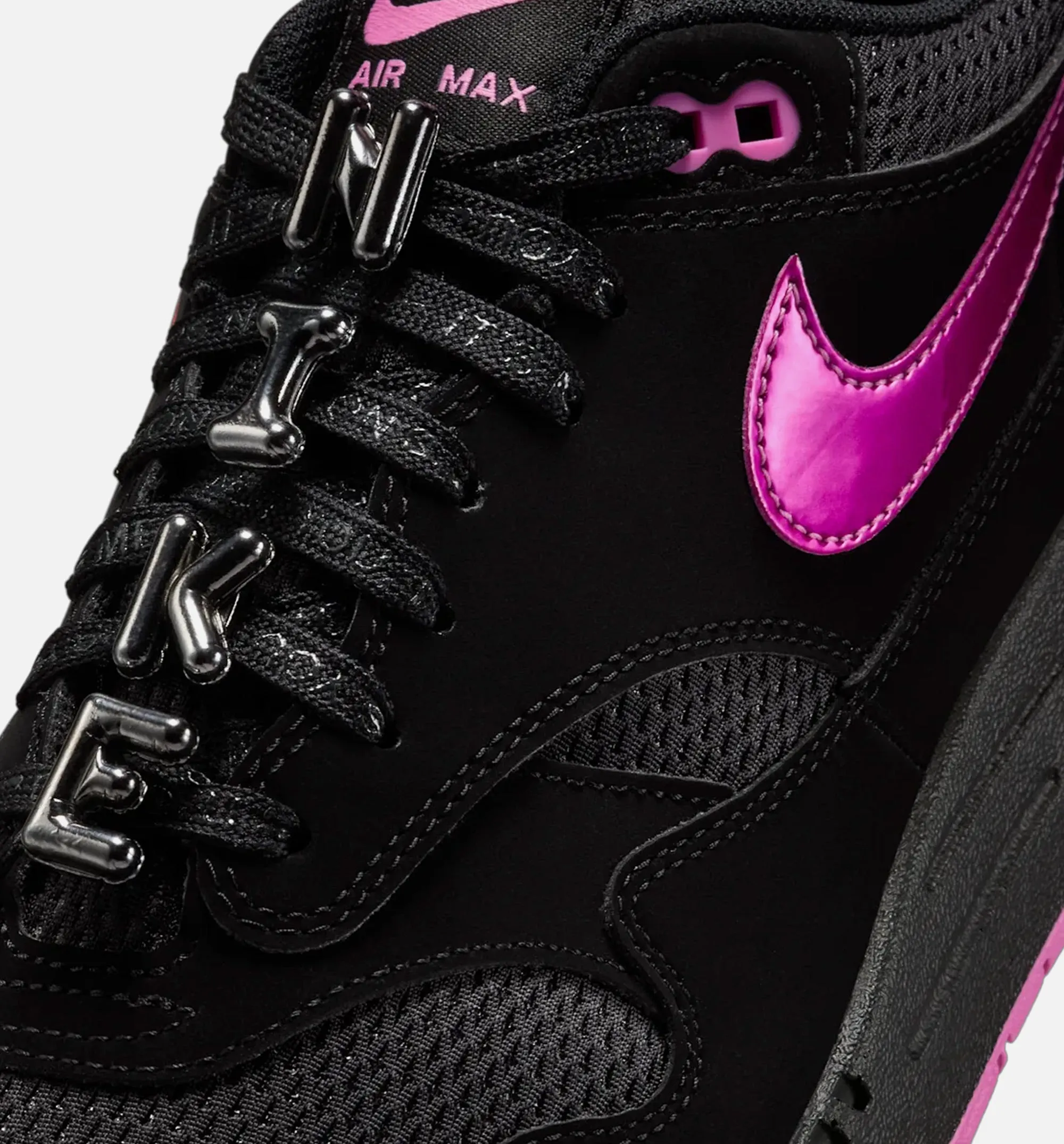 Nike Clothing Air Max 1 Premium Mens Lifestyle Shoe - Black/Playful Pink/Red