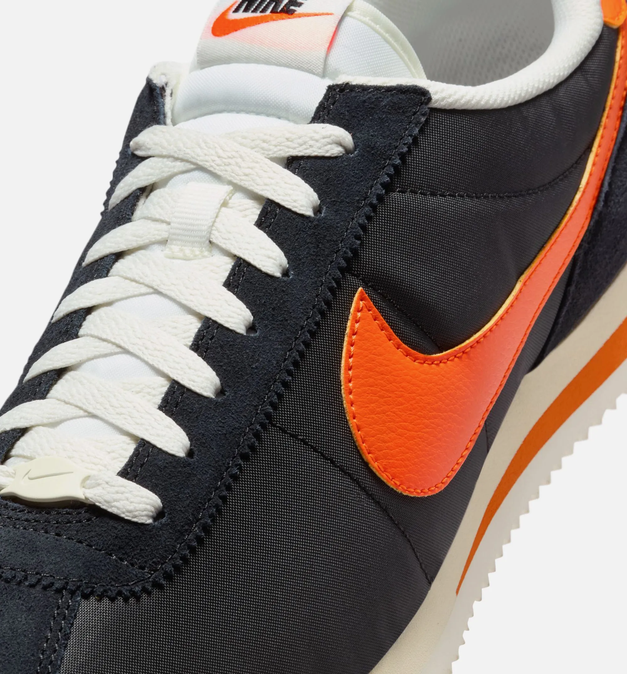 Nike Clothing Cortez Textile Mens Lifestyle Shoe - Black/Safety Orange/Sail/Muslin