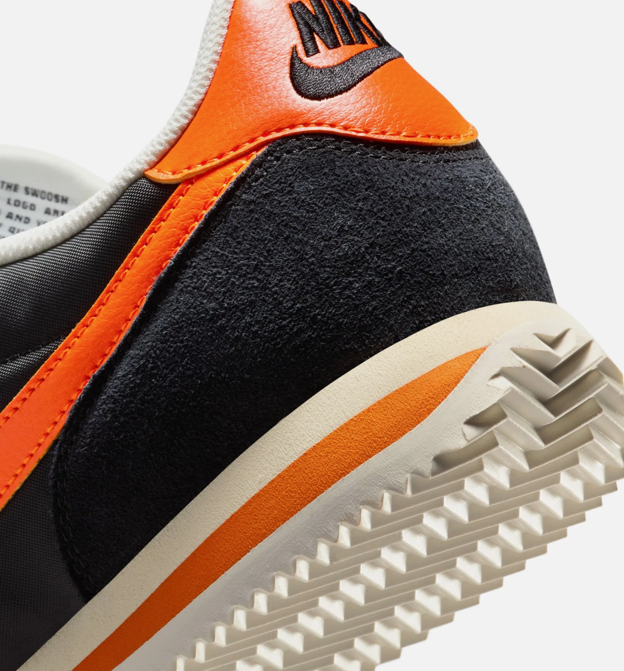Nike Clothing Cortez Textile Mens Lifestyle Shoe - Black/Safety Orange/Sail/Muslin