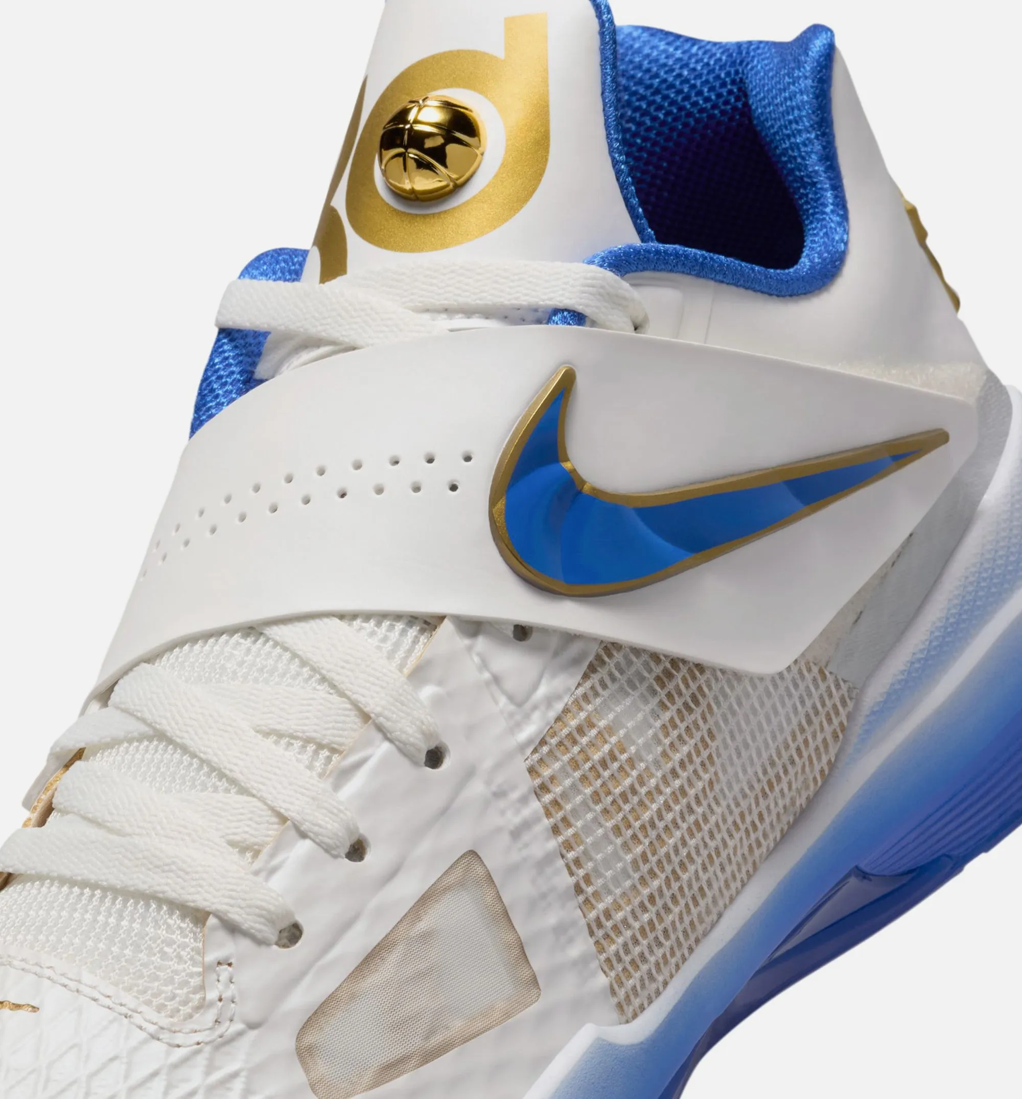 Nike Clothing Zoom KD 4 Alternate MVP Mens Lifestyle Shoe - Summit White/Hyper Royal/Metallic Gold