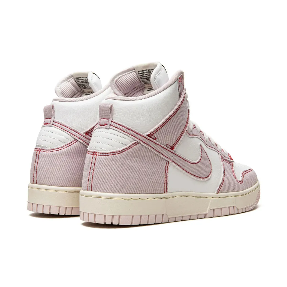 Nike Dunk High 1985 Barely Rose Denim Light Pink White Red Iconic Sneakers