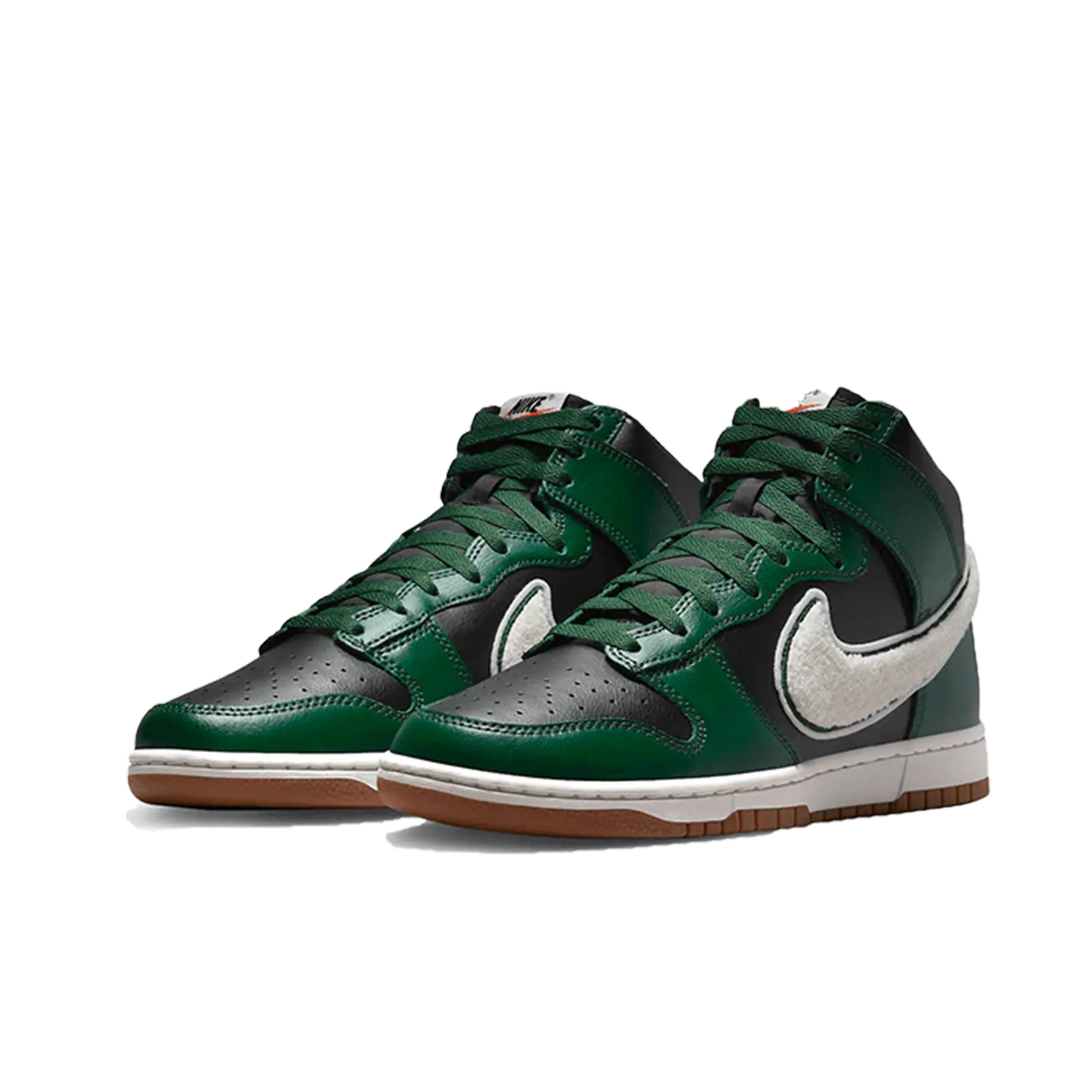 Nike Dunk High Chenille Swoosh Black Green Nike High-Traction Sports Shoes