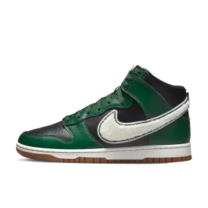 Nike Dunk High Chenille Swoosh Black Green Nike popular styles with traction soles