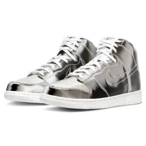 Nike Dunk High CLOT Flux  Metallic Silver White Nike Dunk sneakers with classic silhouette