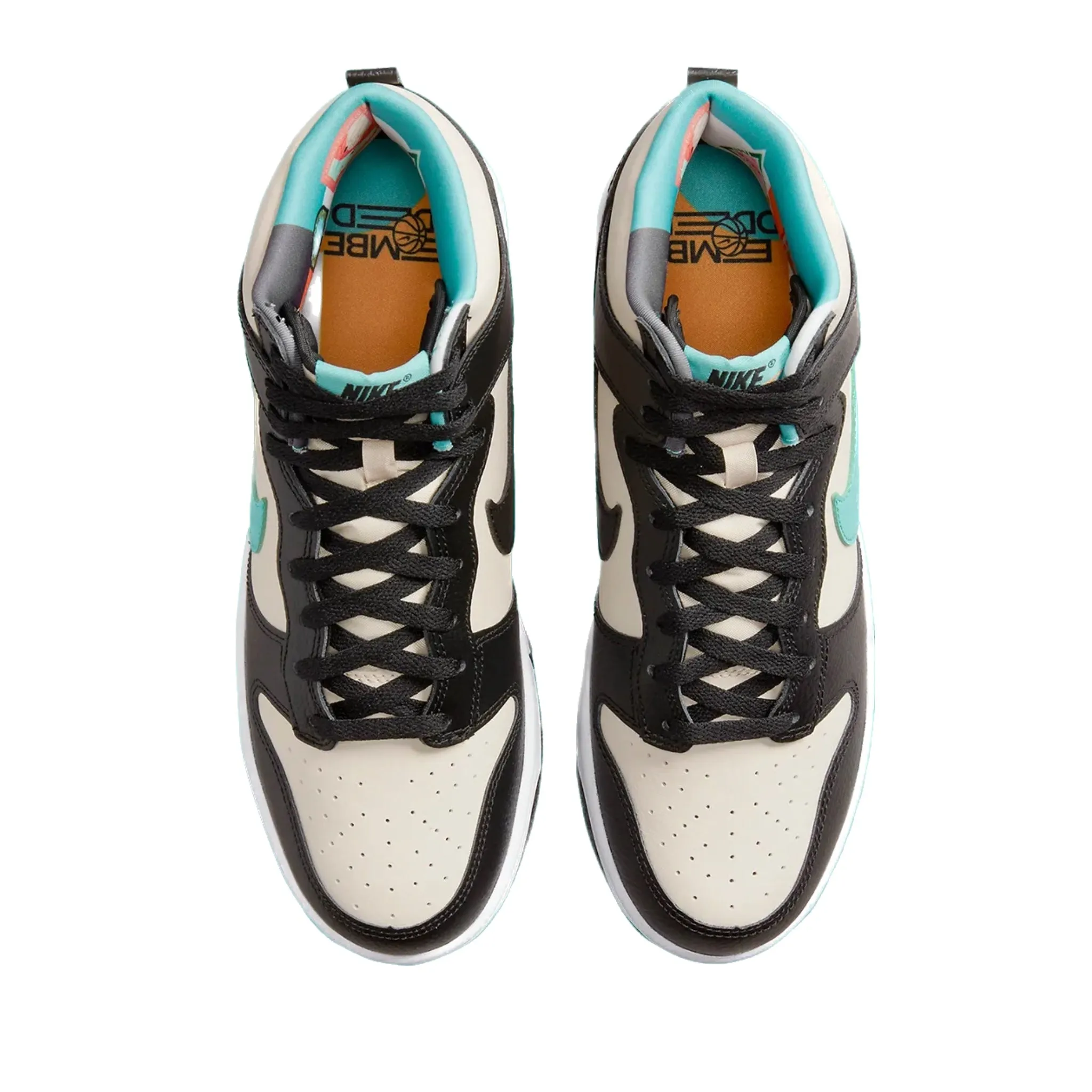 Nike Dunk High EMB Beige Black Washed Teal Pearl White Iconic Sneakers