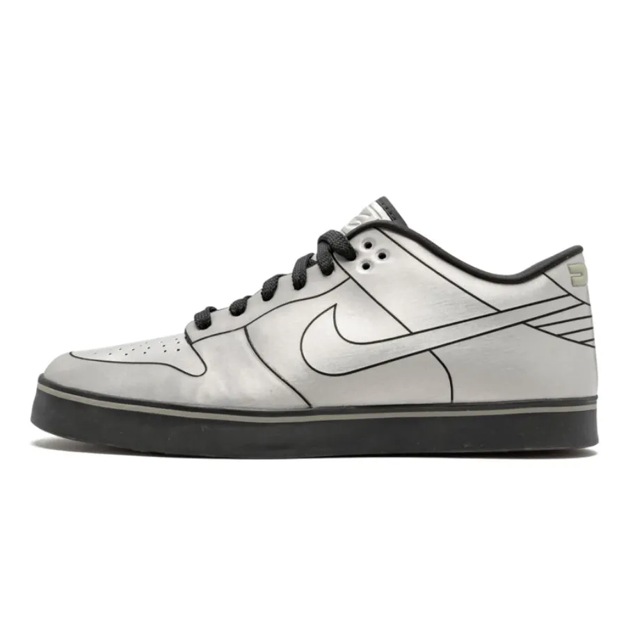 Nike Dunk Low 6.0 SE Delorean DMC-12 Metallic Cool Grey Nike Dunk sneakers with classic silhouette