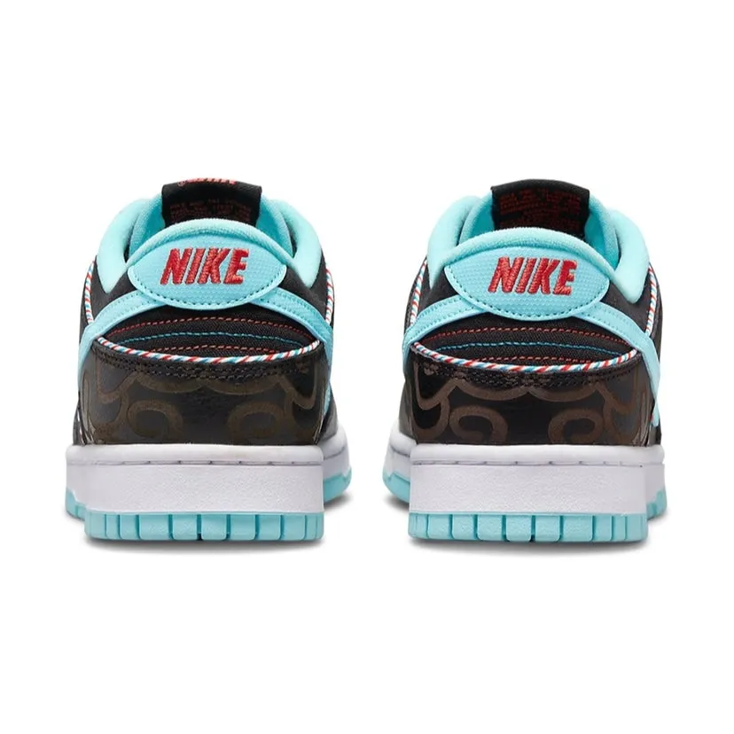 Nike Dunk Low Barber Shop Black Teal Blue Vast Grey White Iconic Sneakers