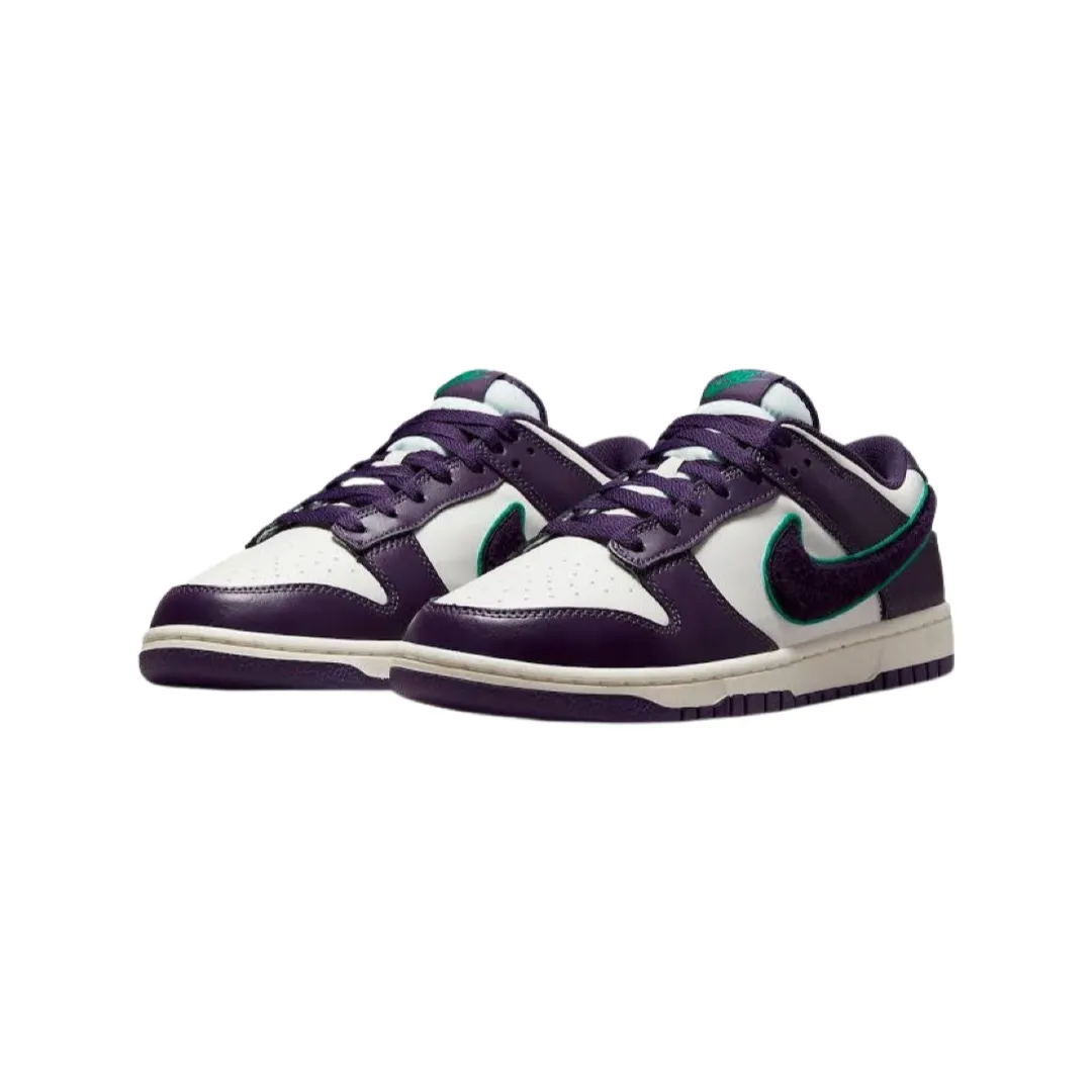 Nike Dunk Low Chenille Swoosh Grand Purple White Iconic Sneakers