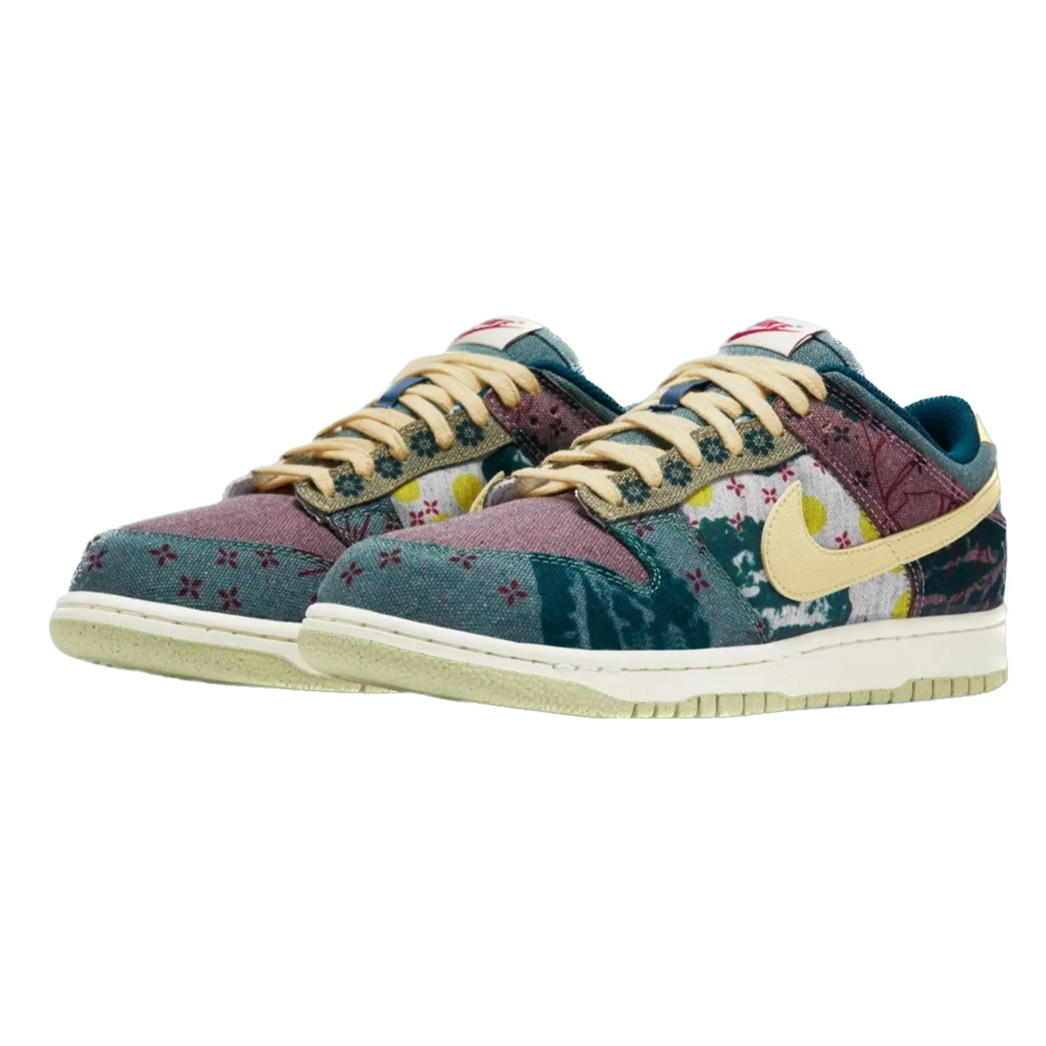 Nike Dunk Low Community Garden Multi Color Midnight Turquoise Cardinal Red Lemon Wash Iconic Sneakers