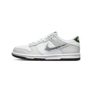 Nike Dunk Low GS Glitch Swoosh Photon Grey Nike Dunk sneakers with classic silhouette