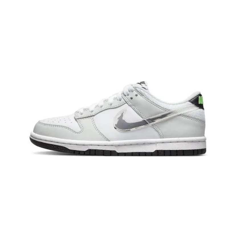 Nike Dunk Low GS Glitch Swoosh Photon Grey Nike Dunk sneakers with classic silhouette