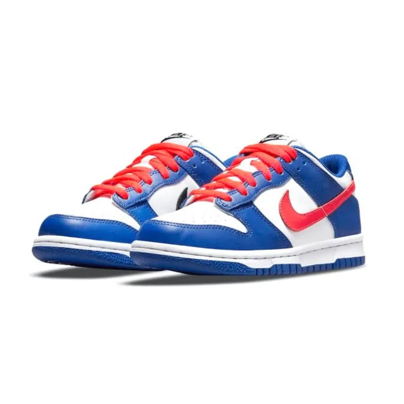 Nike Dunk Low GS White Royal Bright Crimson Nike Dunk sneakers with classic silhouette