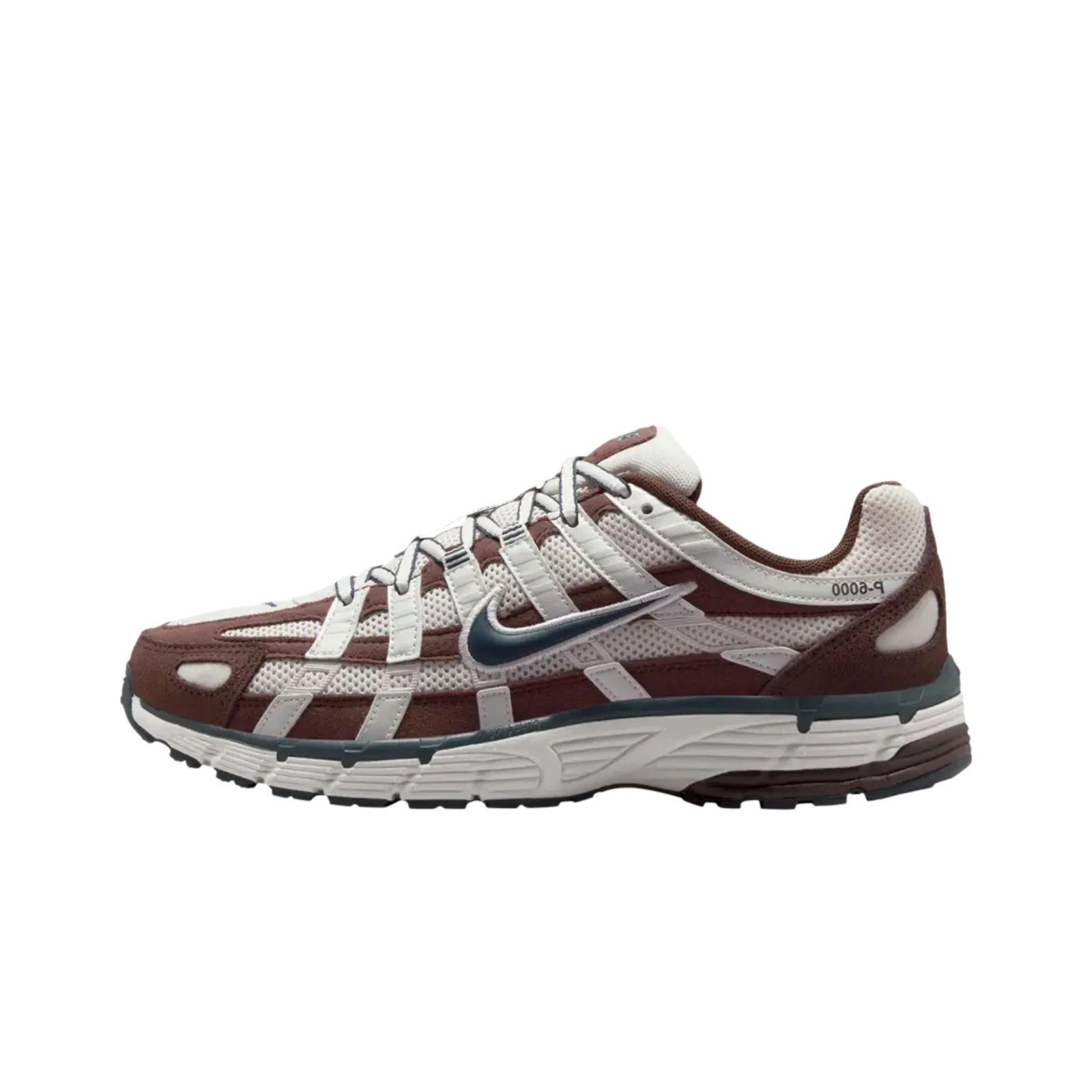 Nike P-6000 Phantom Baroque Brown Metallic Summit White Armory Navy (Women's) Nike cushioned shoes for casual wear