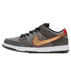 Nike SB Dunk Low Beijing Metallic Gold University Red Nike Dunk sneakers with classic silhouette