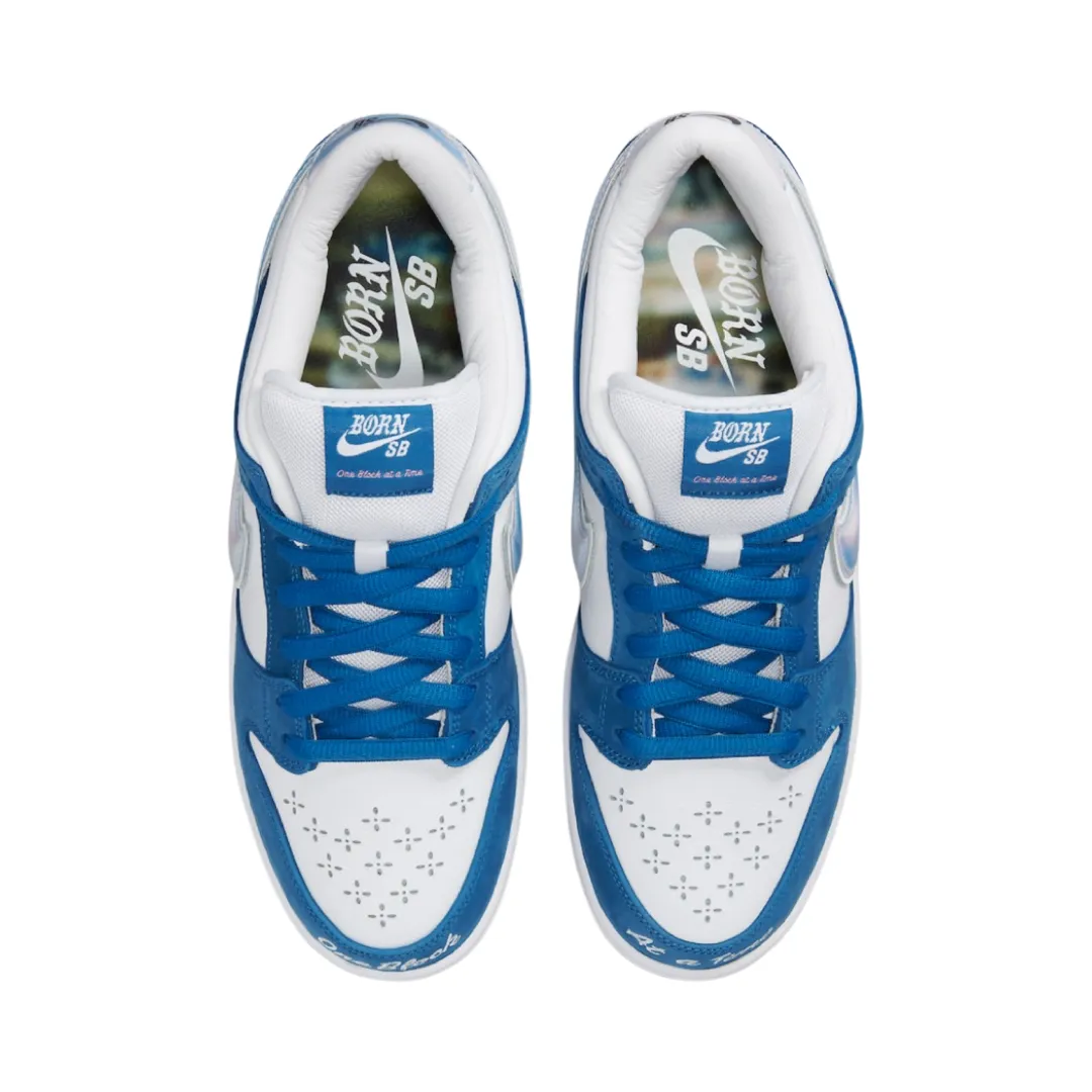 Nike SB Dunk Low Born X Raised One Block At A Time Deep Royal Blue White Iconic Sneakers